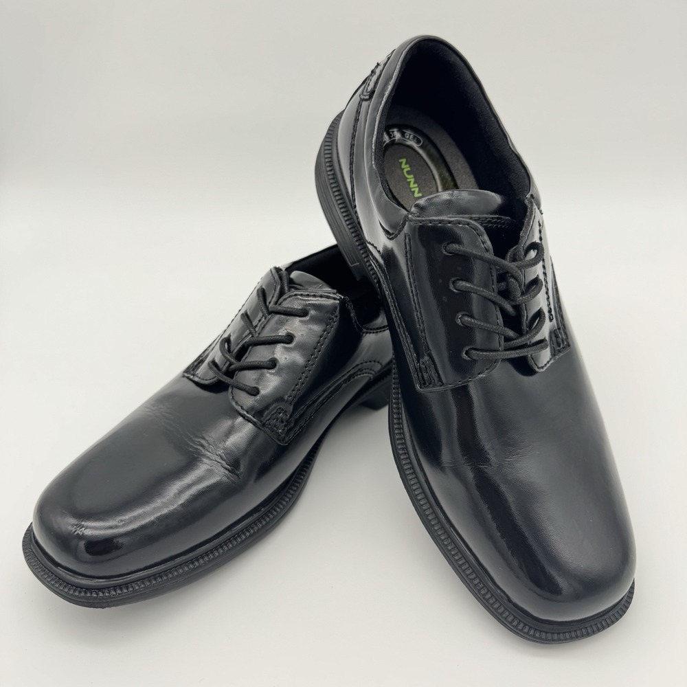 Nunn Bush Men's 8M Black Leather BAKER STREET Plain Toe Oxford 84358-001 comfort
